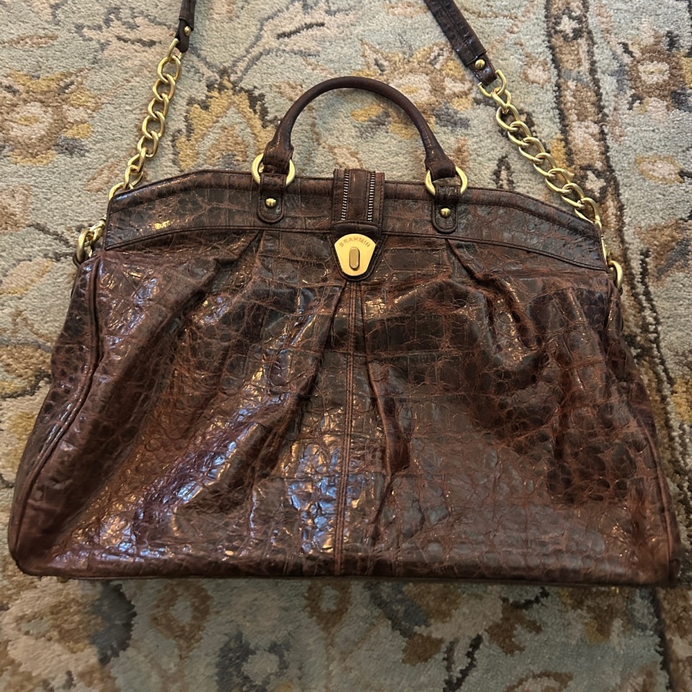 Brahmin, Luxurious Brown Crocodile-Embossed Shoulder Bag
